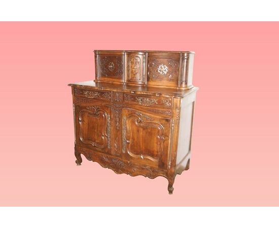 Credenza doppio corpo provenzale di fine 1800 in noce