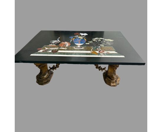 Table with hard stone inlay