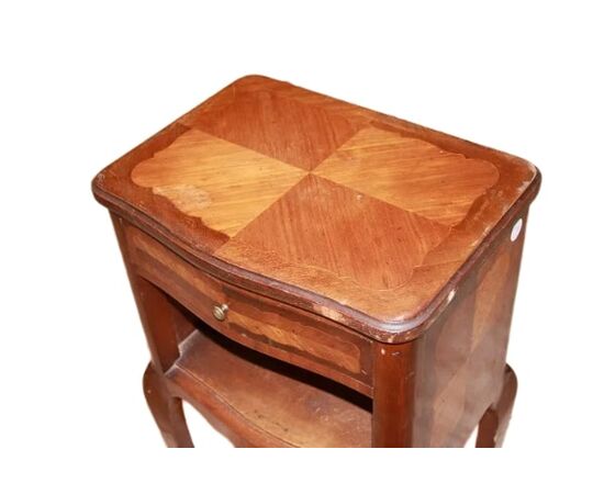 Pair of late 1800s French Transition style bedside tables, male and female.