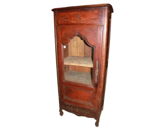Vetrina Francese Stile Provenzale di Medie Dimensioni in legno di noce 1800