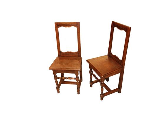 Set of 4 late 1800s French rustic chairs