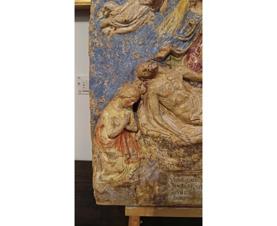STUCCO POLICROMO RINASCIMENTALE META’ XVI SECOLO