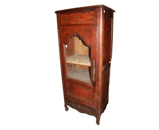 Vetrina Francese Stile Provenzale di Medie Dimensioni in legno di noce 1800