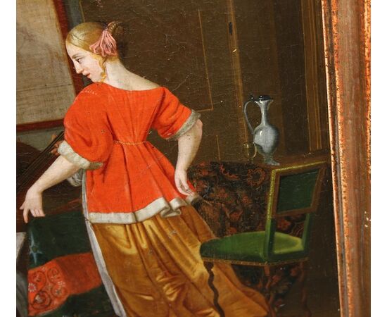 17th-century German oil on canvas depicting a Music Lesson