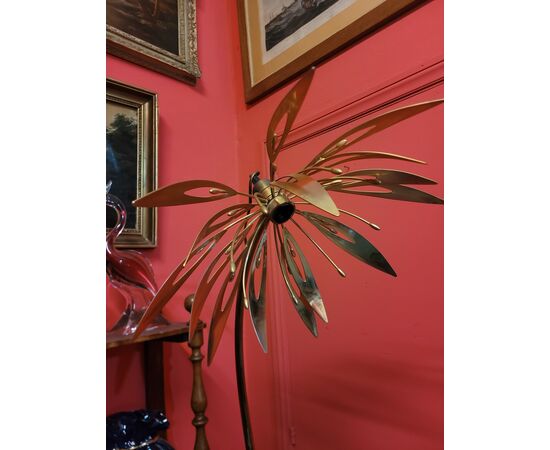 Lampada da terra anni '60 Gabriella Crespi Lamter Milano Ottone