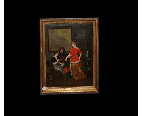 17th-century German oil on canvas depicting a Music Lesson