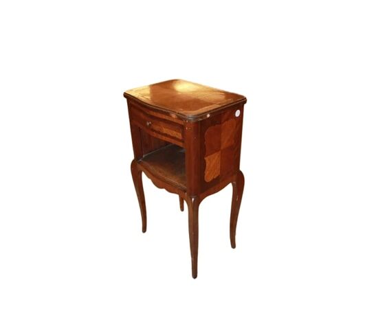 Pair of late 1800s French Transition style bedside tables, male and female.