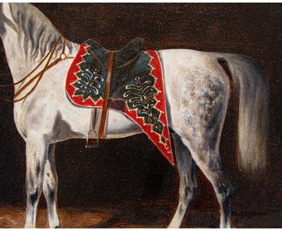 Emil Volkers (Birkenfeld, 1831 - Dusseldorf, 1905), attr., Coppia di cavalli