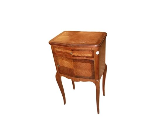 Pair of late 1800s French Transition style bedside tables, male and female.