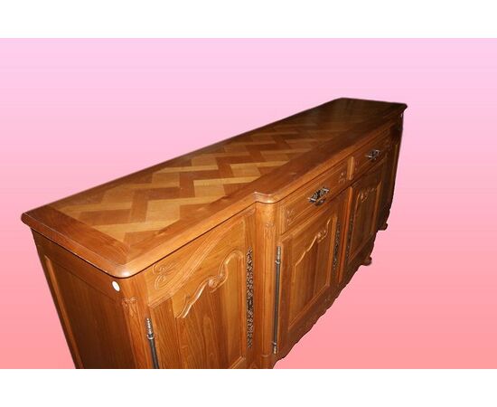 French 2.5 meter cherry wood sideboard in Provençal style from the early 1900s
