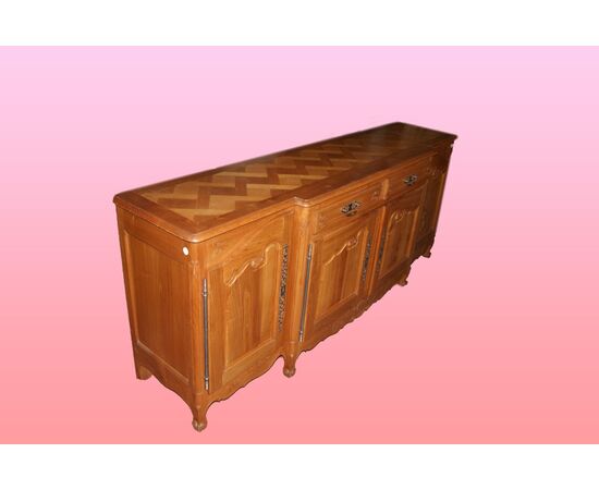 French 2.5 meter cherry wood sideboard in Provençal style from the early 1900s