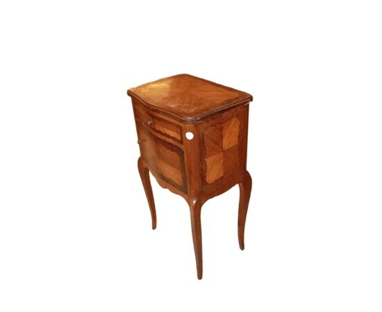 Pair of late 1800s French Transition style bedside tables, male and female.