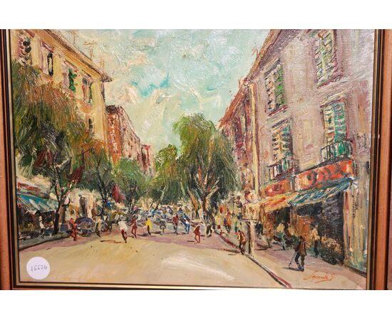 Italian oil on canvas from the 1900s by Gaetano Sperati (1908-1975) - City Landscape