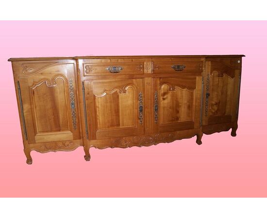 French 2.5 meter cherry wood sideboard in Provençal style from the early 1900s