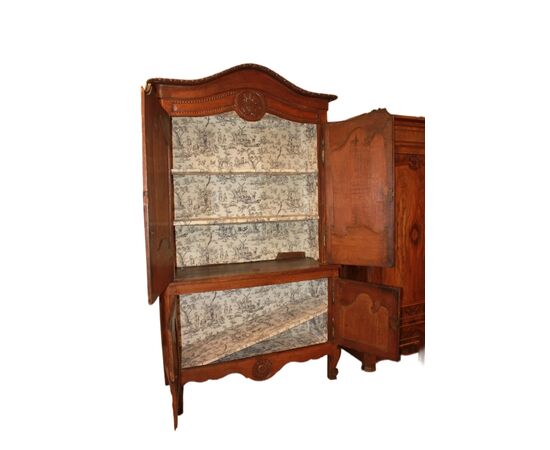 Grande Credenza Doppio Corpo Francese stile Provenzale in Legno di Rovere
