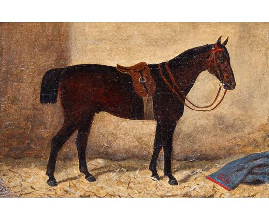 Emil Volkers (Birkenfeld, 1831 - Dusseldorf, 1905), attr., Coppia di cavalli