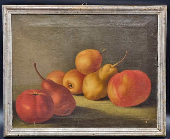 Pair of still lifes with fruit in silver frames, late 18th - early 19th century