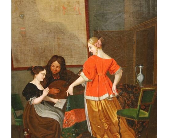 17th-century German oil on canvas depicting a Music Lesson