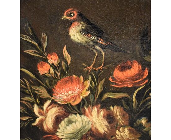 Pair of Floral Still Lifes with Landscapes