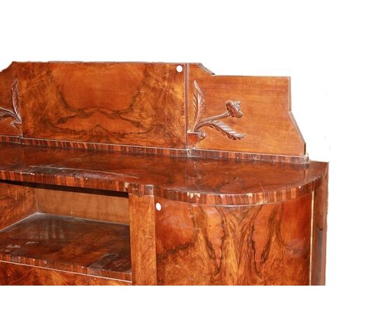 French Art Nouveau style walnut and burl walnut sideboard from the first half of the 20th century