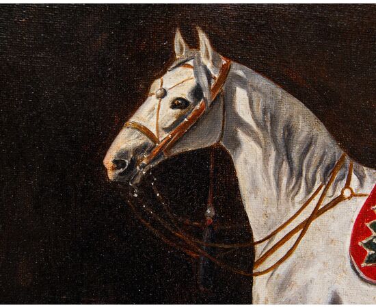 Emil Volkers (Birkenfeld, 1831 - Dusseldorf, 1905), attr., Coppia di cavalli