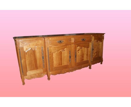 French 2.5 meter cherry wood sideboard in Provençal style from the early 1900s