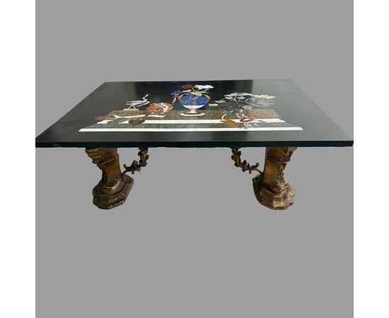 Table with hard stone inlay