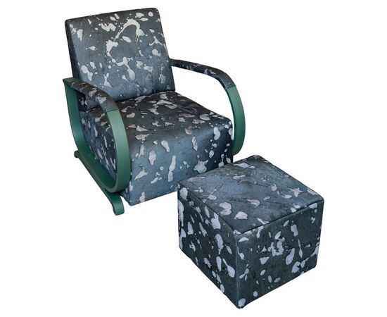 Pair of Art Deco armchairs upholstered in leather - M/1536 -