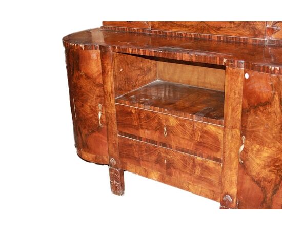 French Art Nouveau style walnut and burl walnut sideboard from the first half of the 20th century