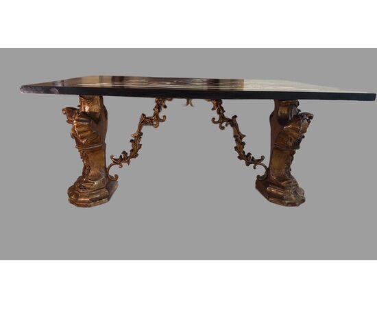 Table with hard stone inlay