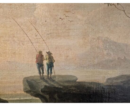 BEL PAESAGGIO CON PESCATORI