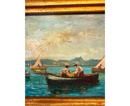 Pair of antique paintings from the Neapolitan school, oil on panel, late 19th century, 28x32cm
