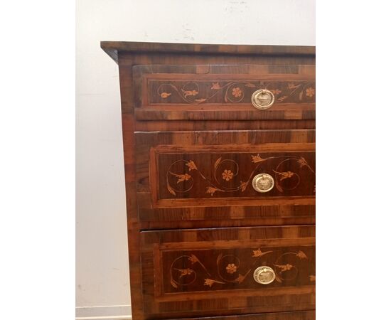 Louis XVI directoire inlaid chest of drawers in walnut and maple - chest of drawers - late 18th century / 1700s