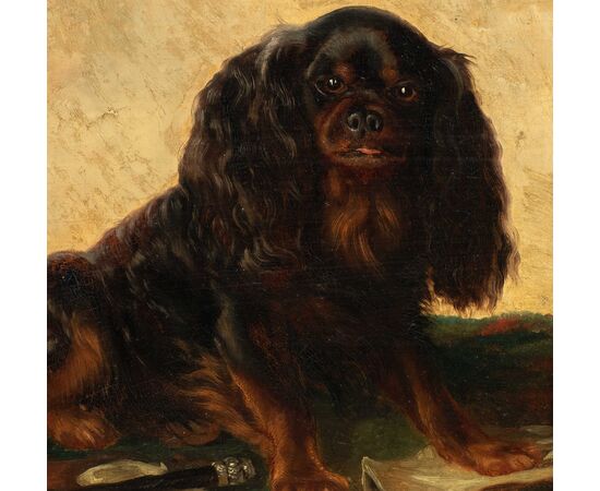 Pittore inglese (XIX sec.) - King Charles Cavalier Spaniel dog.