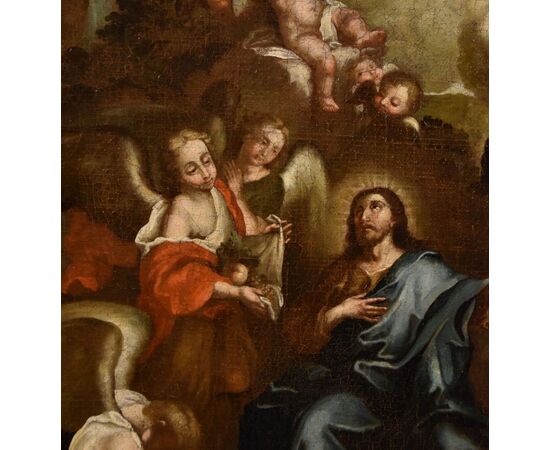 Christ surrounded by angels in the desert, Circle of Pietro da Cortona, born as Pietro Berrettini (Cortona 1597 – Rome 1669)