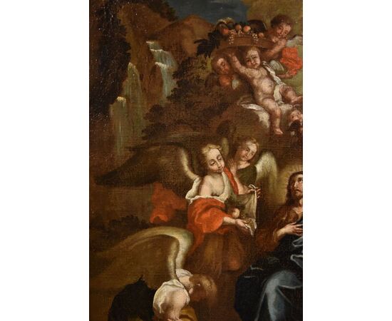 Christ surrounded by angels in the desert, Circle of Pietro da Cortona, born as Pietro Berrettini (Cortona 1597 – Rome 1669)