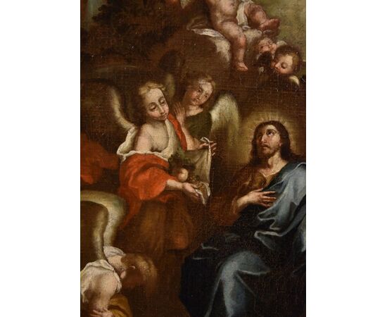 Christ surrounded by angels in the desert, Circle of Pietro da Cortona, born as Pietro Berrettini (Cortona 1597 – Rome 1669)