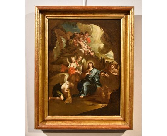 Christ surrounded by angels in the desert, Circle of Pietro da Cortona, born as Pietro Berrettini (Cortona 1597 – Rome 1669)