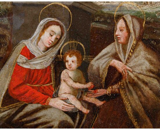 Scuola fiamminga, XVI secolo, Sant'Anna, la Vergine e il Bambino