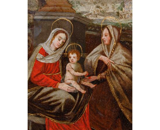 Scuola fiamminga, XVI secolo, Sant'Anna, la Vergine e il Bambino