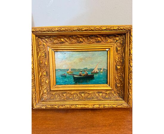 Pair of antique paintings from the Neapolitan school, oil on panel, late 19th century, 28x32cm