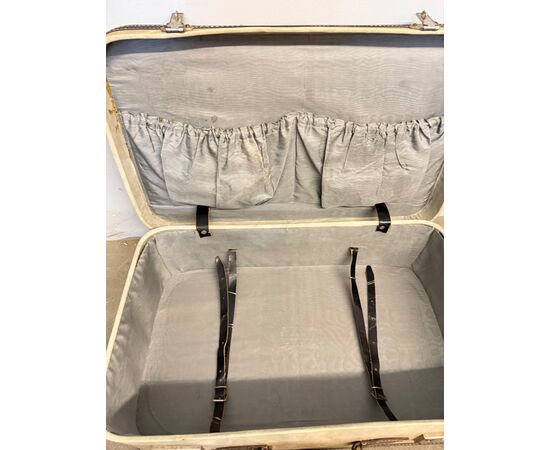 Valigia vintage in pelle e cuoio anni '50, 16x60x37cm