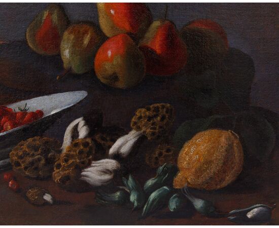 Angelo Maria Rossi detto Il pittore di Carlo Torre o Lo pseudo-Fardella (documentato tra il 1665 e il 1701), Natura morta con frutta e spugnole
