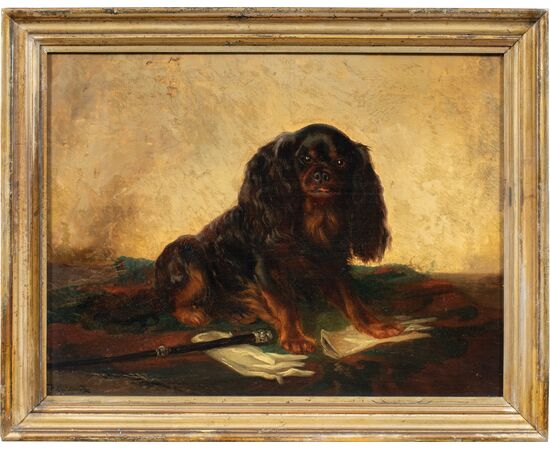 Pittore inglese (XIX sec.) - King Charles Cavalier Spaniel dog.