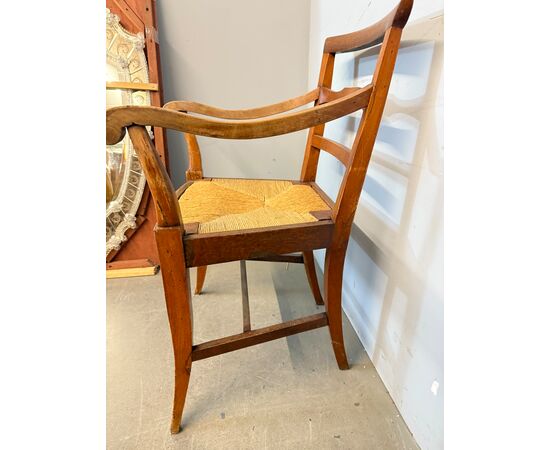 Antica poltrona in noce fine '700, Toscana, Luigi XVI impagliata 91x56x45