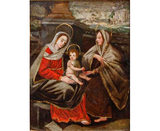 Scuola fiamminga, XVI secolo, Sant'Anna, la Vergine e il Bambino