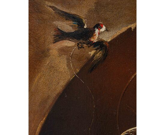 Genoese School, 17th century, Madonna with Child, Saint John and Goldfinch