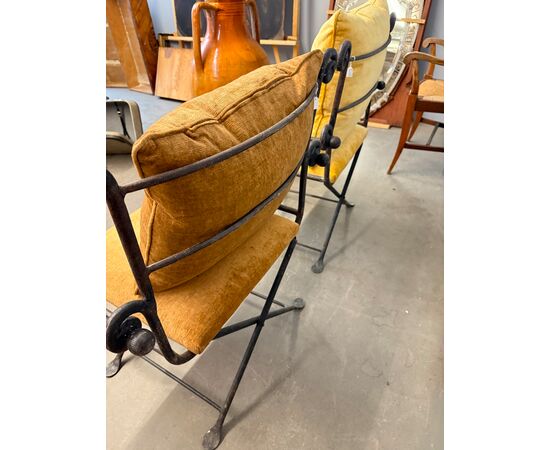 Coppia di poltrone in ferro battuto classiche XX sec 96x74x55cm