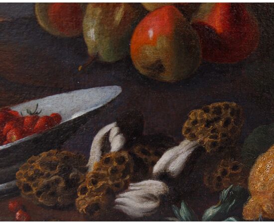 Angelo Maria Rossi detto Il pittore di Carlo Torre o Lo pseudo-Fardella (documentato tra il 1665 e il 1701), Natura morta con frutta e spugnole