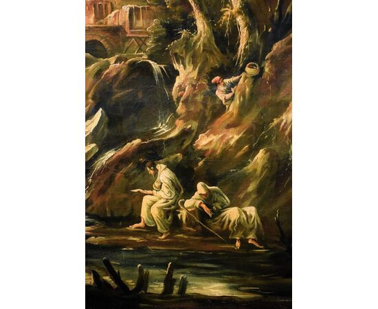 Fantastic landscape with friars and figures